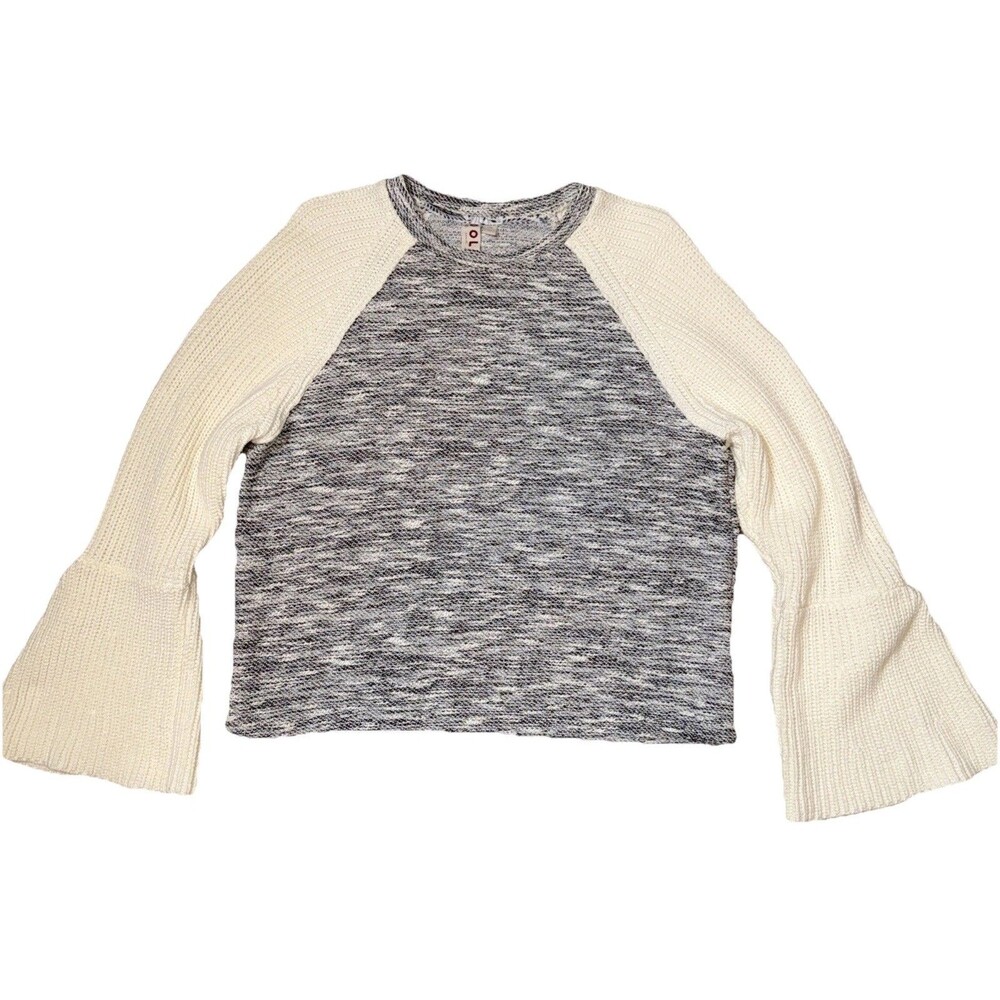 Anthropologie Dolan Sweater Left Coast‎ Collection Bell Sleeve Raglan Gray L USA